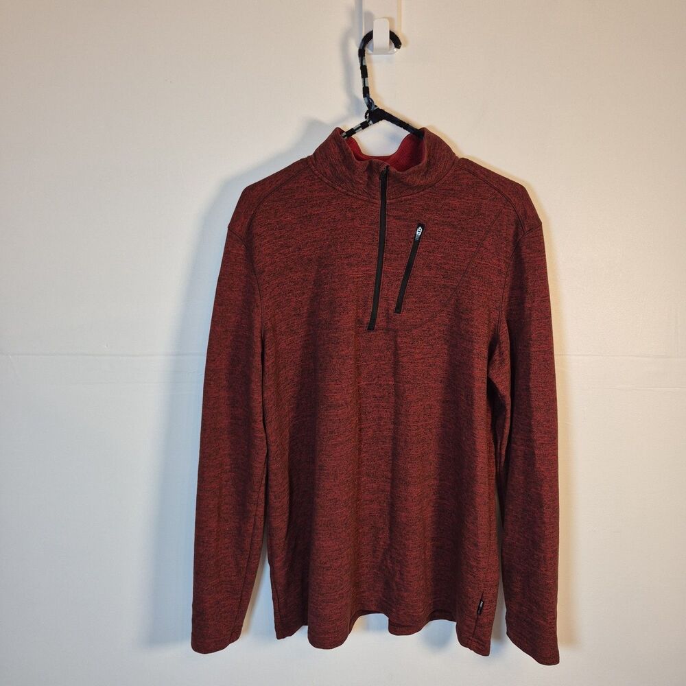 Swiss Tech Men's 1/4 Zip Pullover Athletic Shirt Size XL Red Heather Stretch